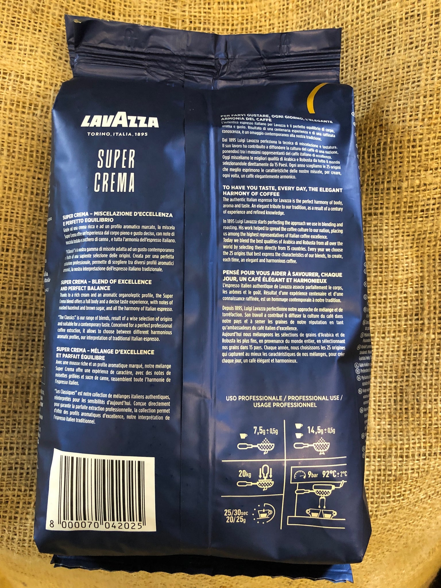 6x1kg - Café en grains SUPER CREMA - Lavazza - Cafémalin